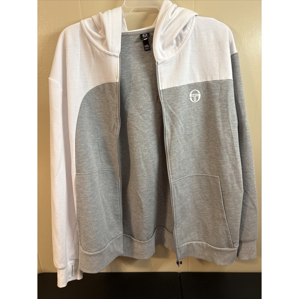 Sergio Tacchini Jacket XXL Vintage Gray And White Zip Up